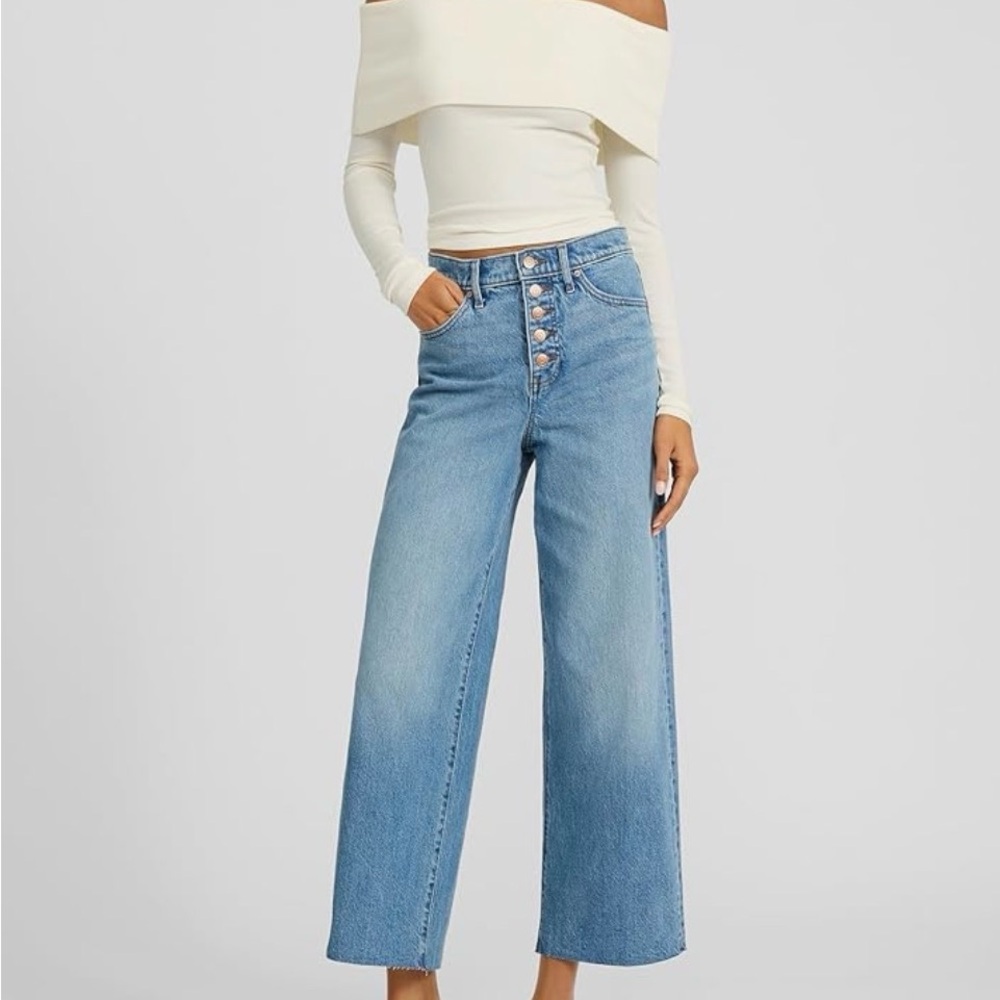 EXPRESS Women’s Wide-Leg Ankle Jeans – High Waisted
